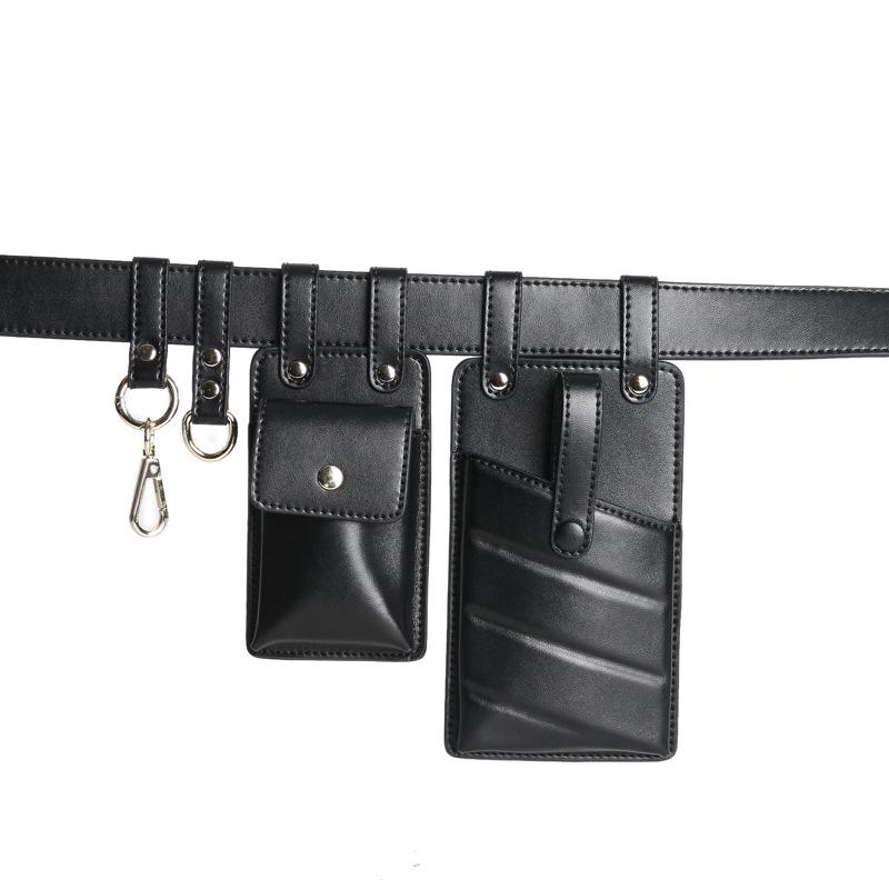 Black Punk Belt Bags Phone Pocket Mini Bags Colol Funny Packs