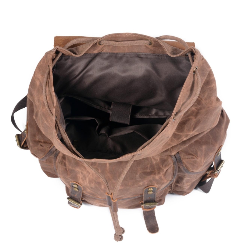 Grey Retro Canvas Buckle Flap Large Backpack Outdoor Waterproof Bag