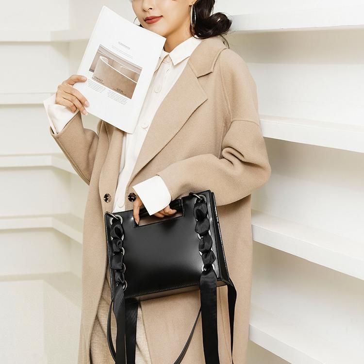 White Ribbon Woven Leather Square Shoulder Bags