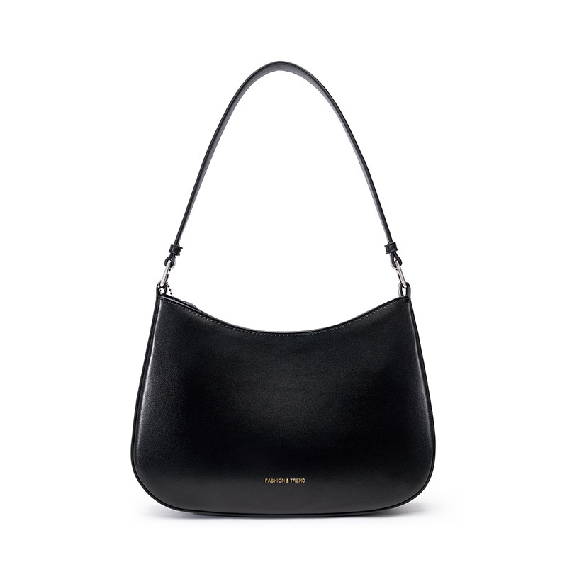 Black Smooth Leather Shoulder Hobo Bags Trend Handbags
