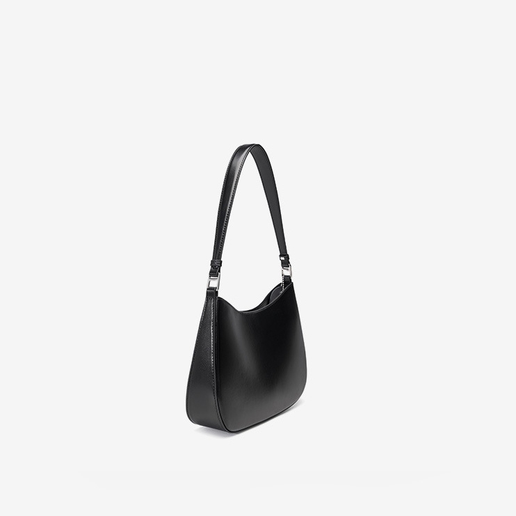 Black Smooth Leather Shoulder Hobo Bags Trend Handbags