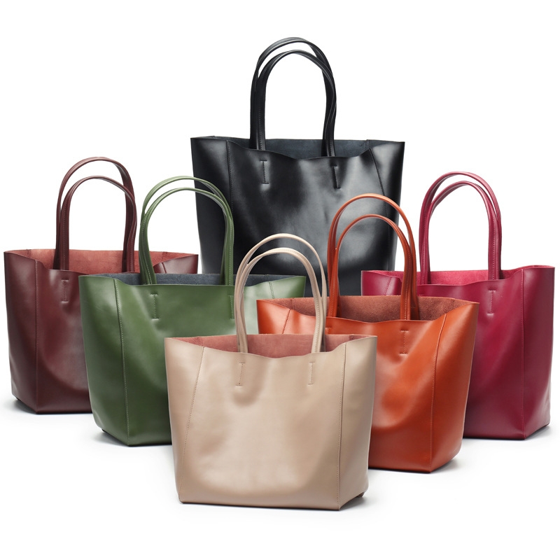 Black Soft Leather Daily Tote Bags