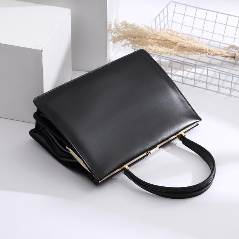 Baginning Black Leather Briefcases Multilayer Satchel Bag for Lady