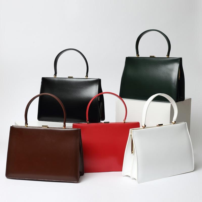 Red Vintage Leather Handbags Multilayer Satchel Bag for Office Lady