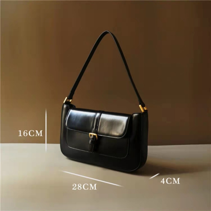 Black Vintage Shoulder Leather Handbags Square Handbags