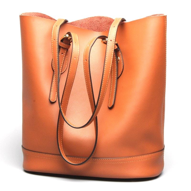 Red Genuine Leather Tote Bags Large Shopper Bag for Women
