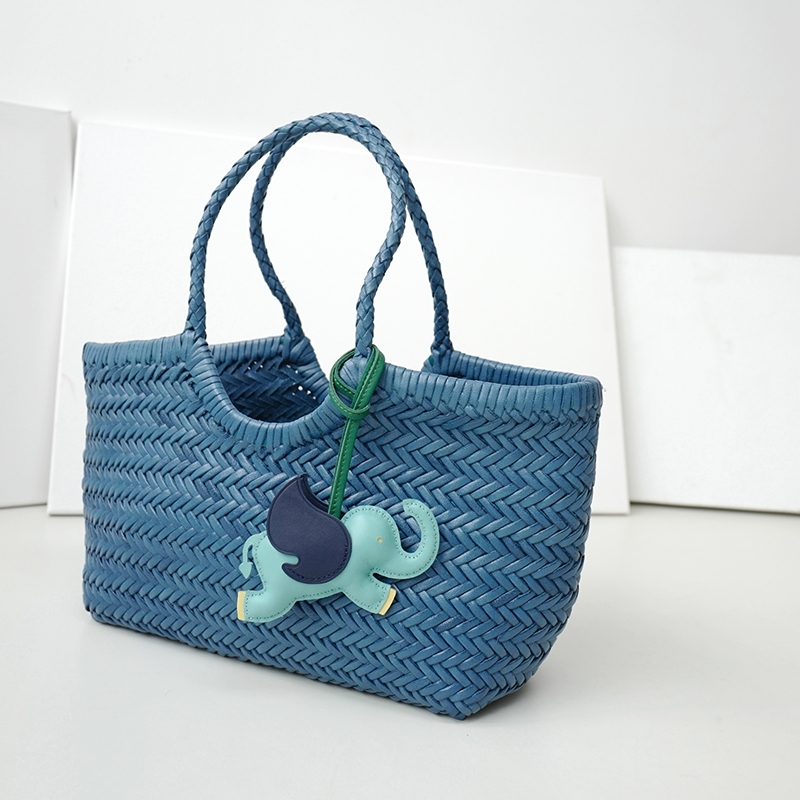 Blue Summer Woven Leather Purse Oversized Tote Bags
