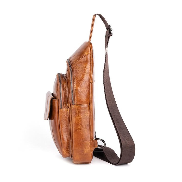 Brown Leather Vintage Crossbody Bag Chest Bags Fanny Pack