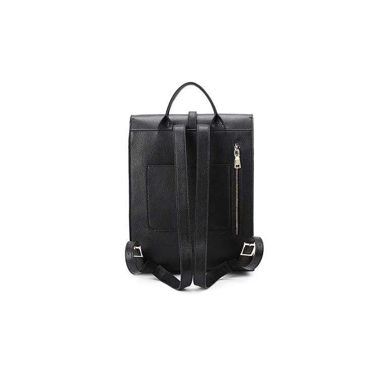 Black Cow Leather Flap Vintage Backpacks for Women