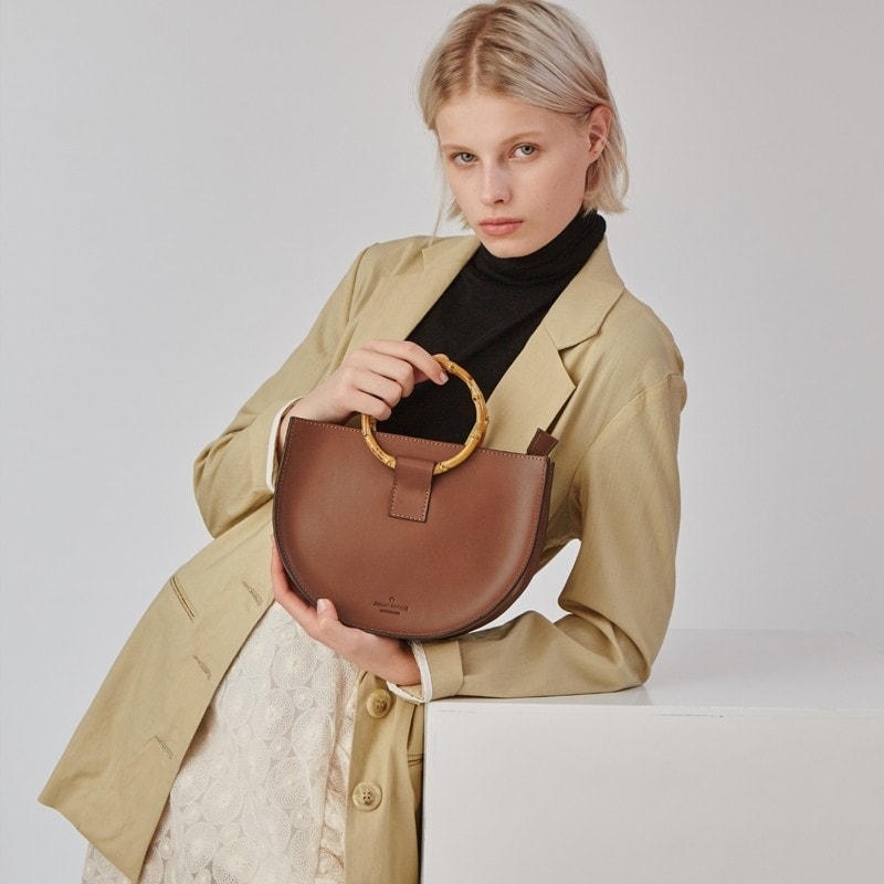 Brown Cute Genuine Leather Mini Handbags