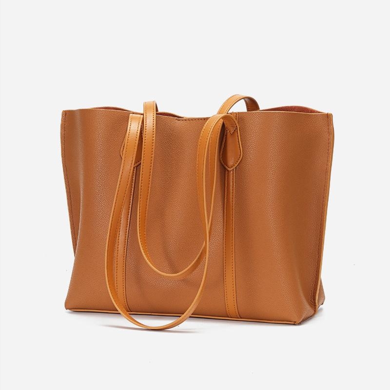 Brown Genuine Leather Office Zipper Tote Bags