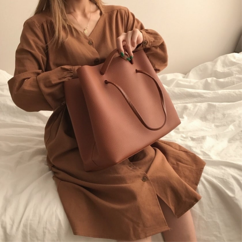 Brown Large Tote Bag Vintage Handbags