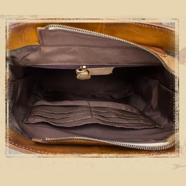 Coffee Color Pocket Flap Leather Vintage Backpacks