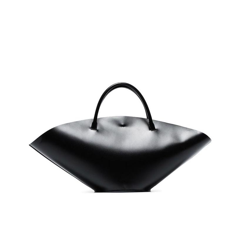 Black Shell Vegan Leather Tote Bags with Inner Pouch