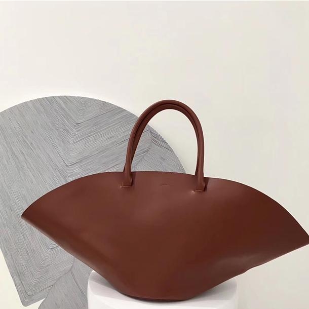 Brown Shell Vegan Leather Tote Bags with Inner Pouch