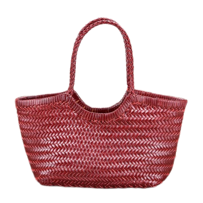 Burgundy Summer Woven Leather Purse Oversized Tote Bags