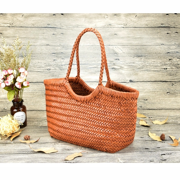 Burgundy Summer Woven Leather Purse Oversized Tote Bags