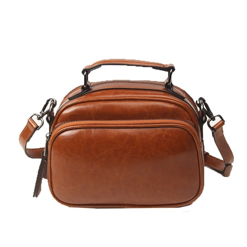 Brown Vegan Cross-body Bags Vintage Satchel Handbag