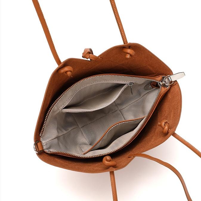Coffee Woven Leather Heart Shape Crossbody Bag Top Handle Handbag