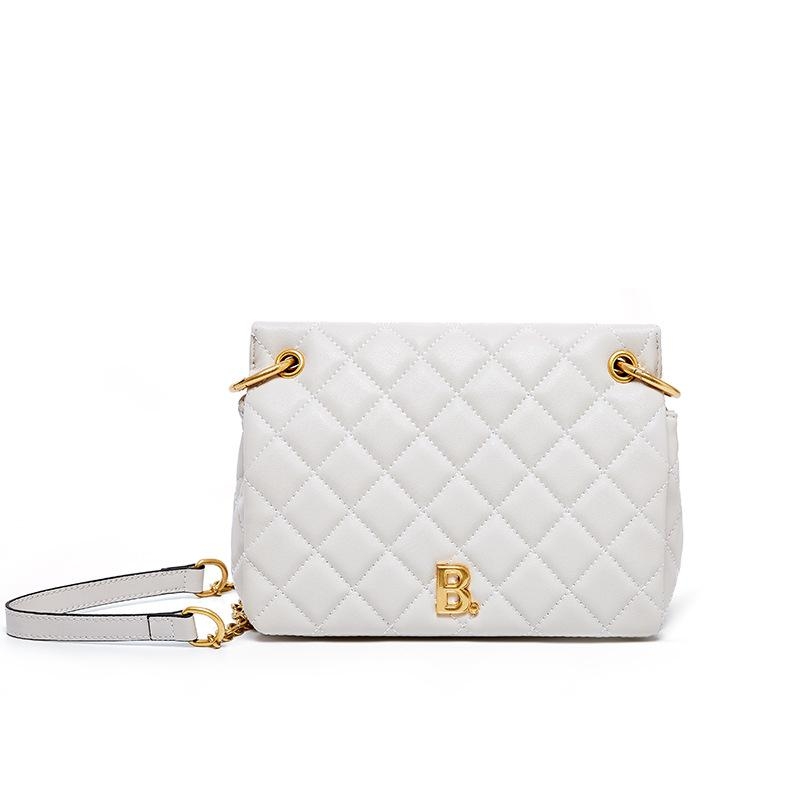 White Leather Quilted Bag over the Shoulder Bags