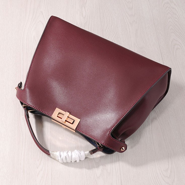 Burgundy Leather Top Handle Large Work Satchel Metal Lock Shoulder Bags