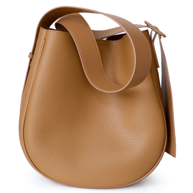 Camel Brown Wide Shoulder Bucket Bag Trend Hobo Bags