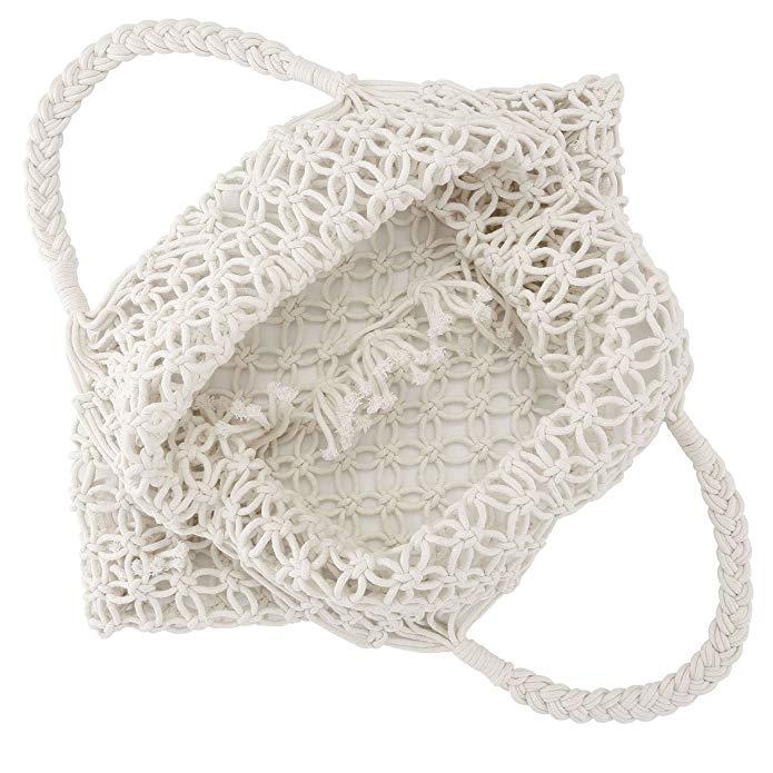 White Rope Straw Beach Bags Woven Fishing Net Shoulder Summer Handbags