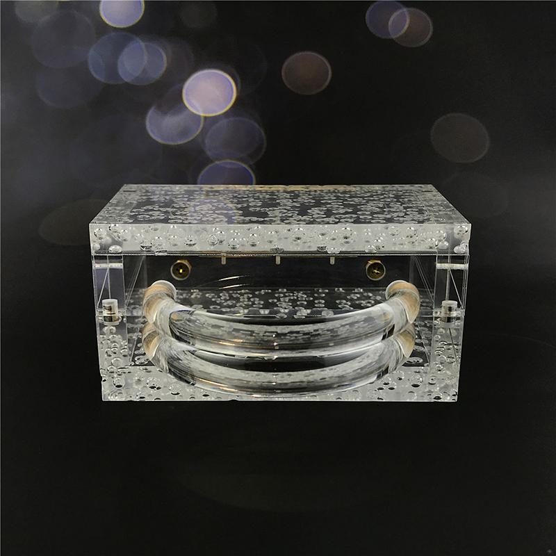 Acrylic Bubble Top Handle Clear Clutch Bag With Transparent Chain