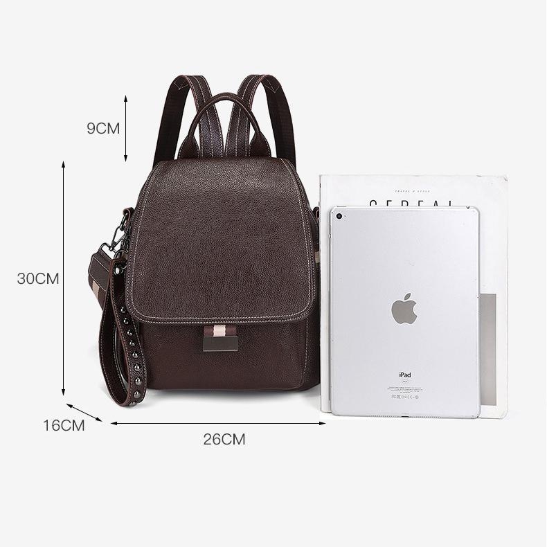 Coffee Brown Flap Backpack Handbags Shoulder Convertible Backpacks