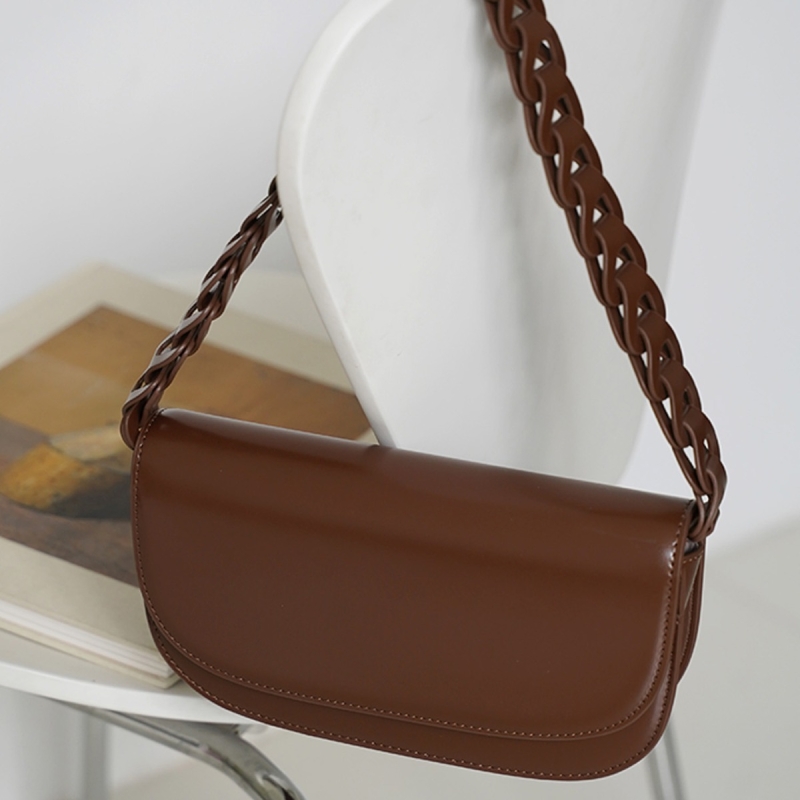 Coffee Genuine Leather Flap Shouler Bags Purse