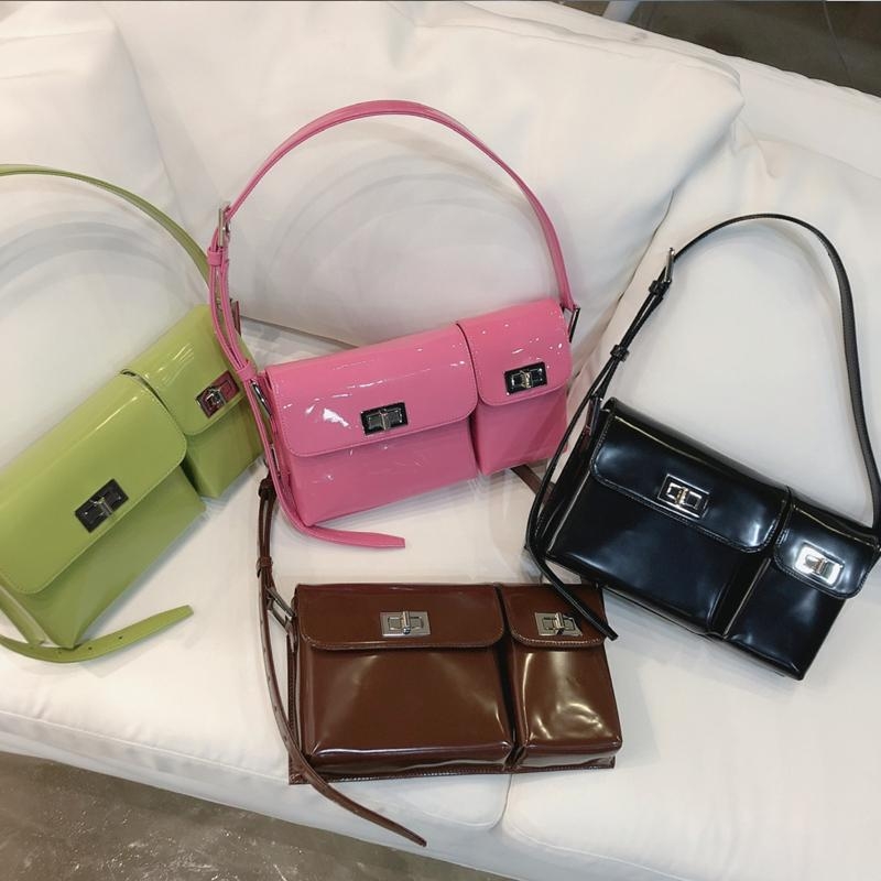 Pink Turnlock Flap Genuine Leather Shouler Bags Purse