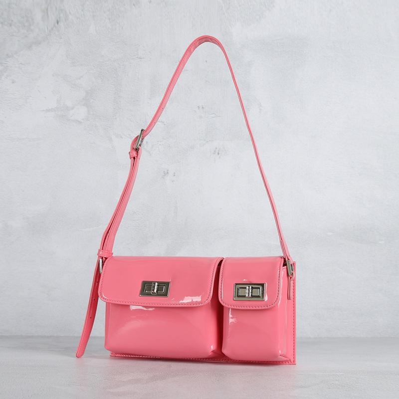 Pink Turnlock Flap Genuine Leather Shouler Bags Purse
