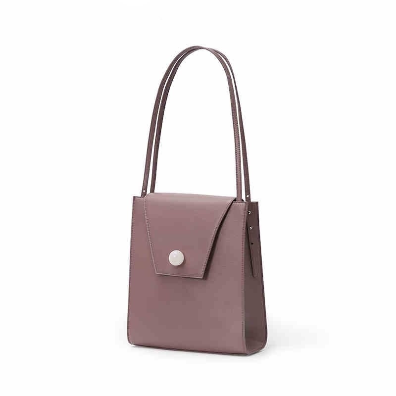 Creamy Brown Flap Button Tote Bag Chic Shoulder Bag for Women