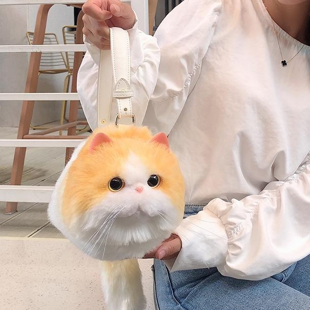 Custom Handmade Imitation Garfield Fur Cat Crossbody Bag Cute Purses