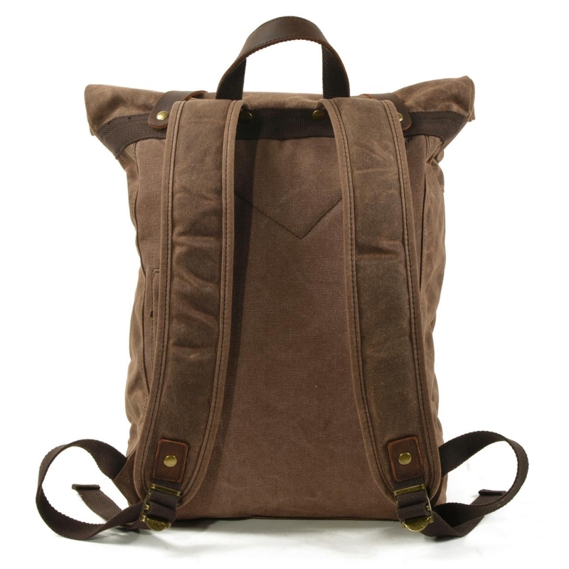 Black Canvas Waterproof Outdoor Backpack Cross Strap Hiking Travel Bag