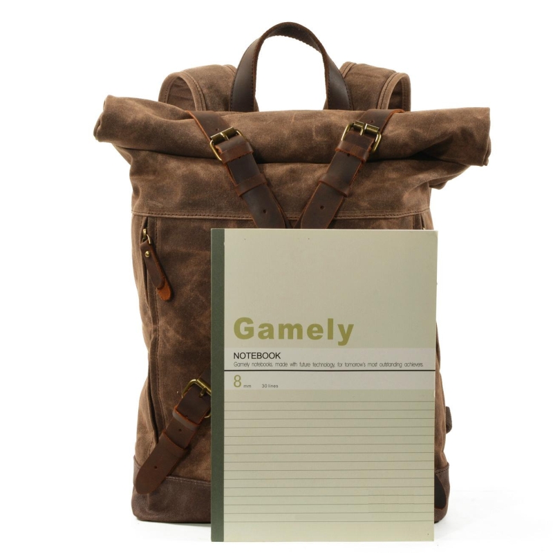 Dark Green Canvas Waterproof Backpack Antitheft Hiking Travel Bag