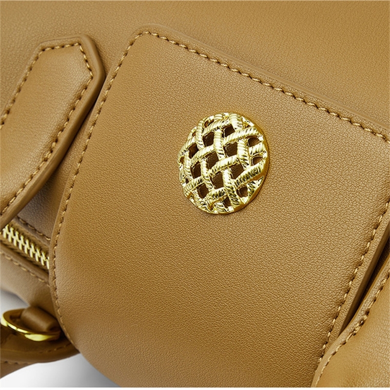 Women's Apricot Leather Boston Handbag Large Size 