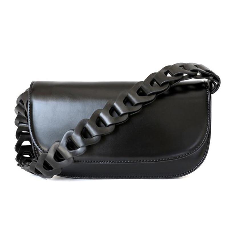 Black Genuine Leather Flap Shouler Bags Purse