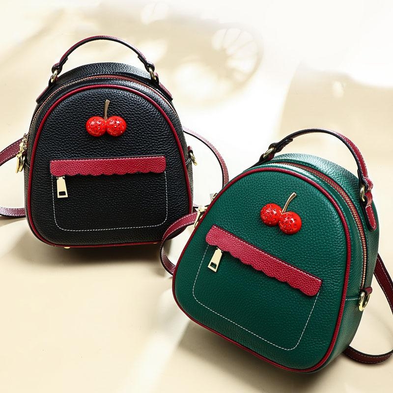 Beige Cherry Convertible Mini Backpack Handbags