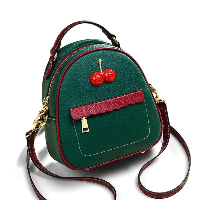 Green Cherry Convertible Mini Backpack Handbags