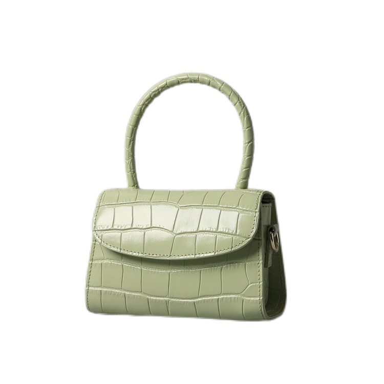 Green Croc Embossed Leather Handbag Crossbody Purse
