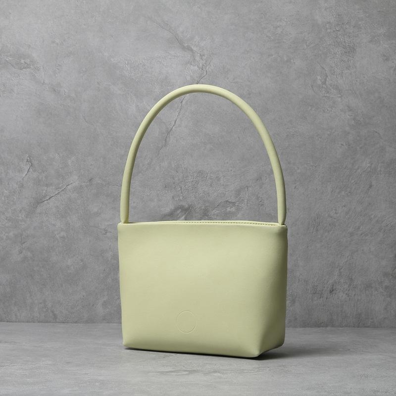 White Cute Genuine Leather Handbags Bucket Bag
