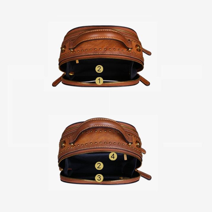 Tan Leather Embossed Vintage Bags Top Handle Crossbody Purse