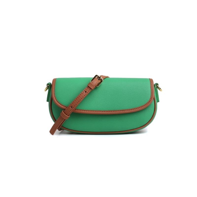 Green Flap Crossbody Bag Button Side Bag With Adjustable Strap