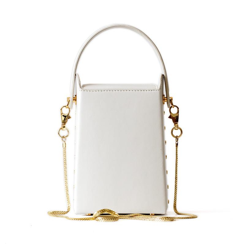 White Leather Box Leather Crossbody Purses Chain Bags