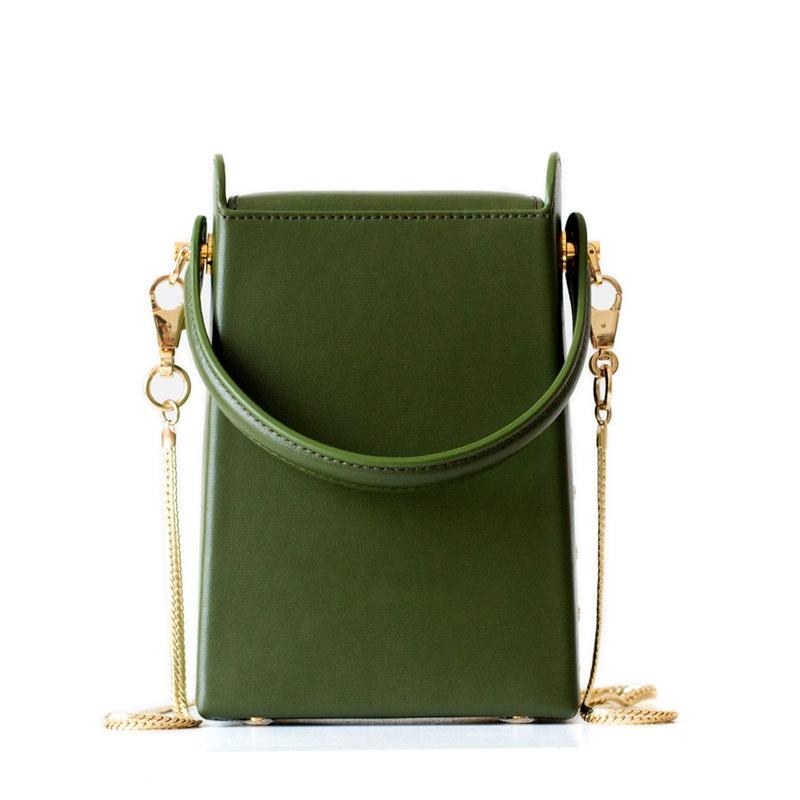 Green Leather Box Leather Crossbody Purses Chain Bags