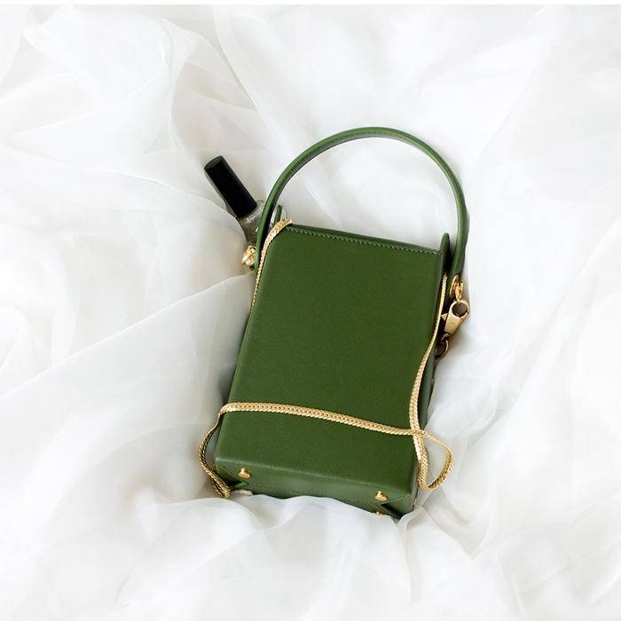 Green Leather Box Leather Crossbody Purses Chain Bags