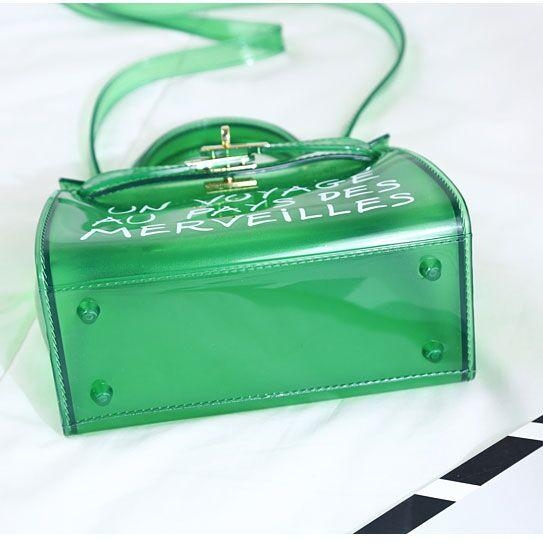 Green Letter Jelly Purse Cute Clear Bag PVC Cross-body Handbags