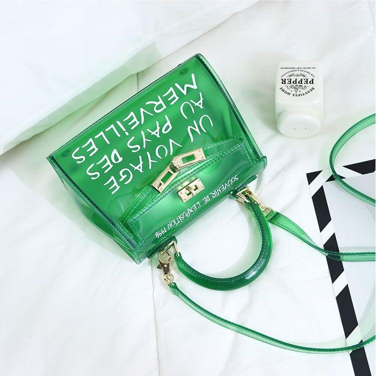 Green Letter Jelly Purse Cute Clear Bag PVC Cross-body Handbags