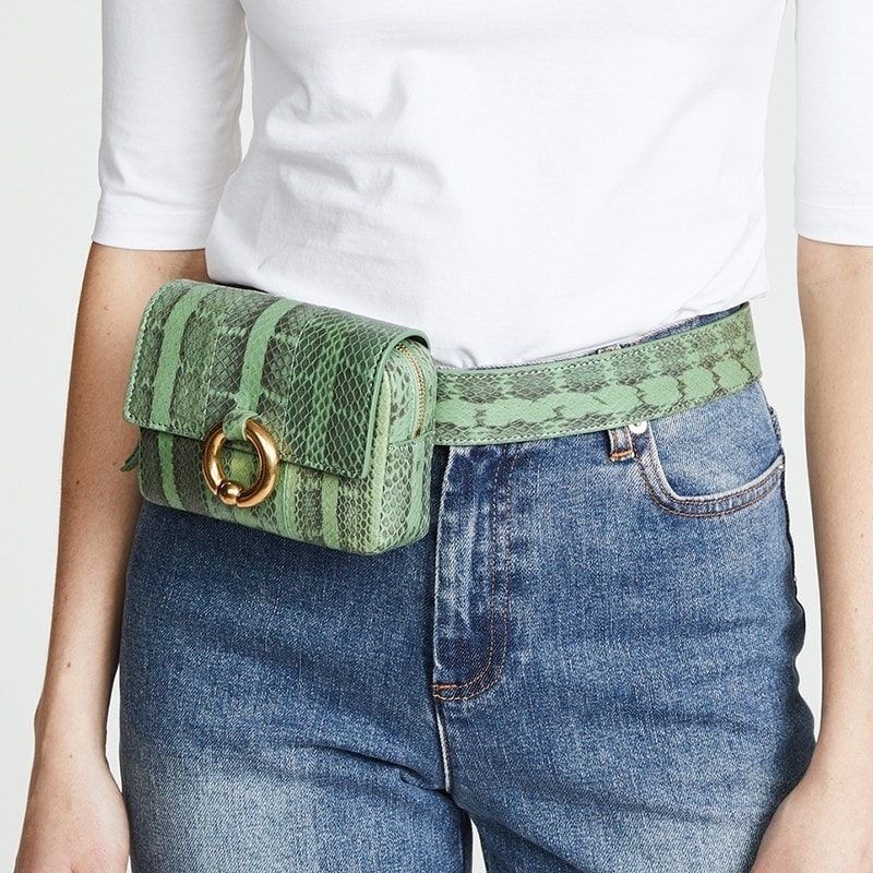Black Python Print Fashion Belt Bag